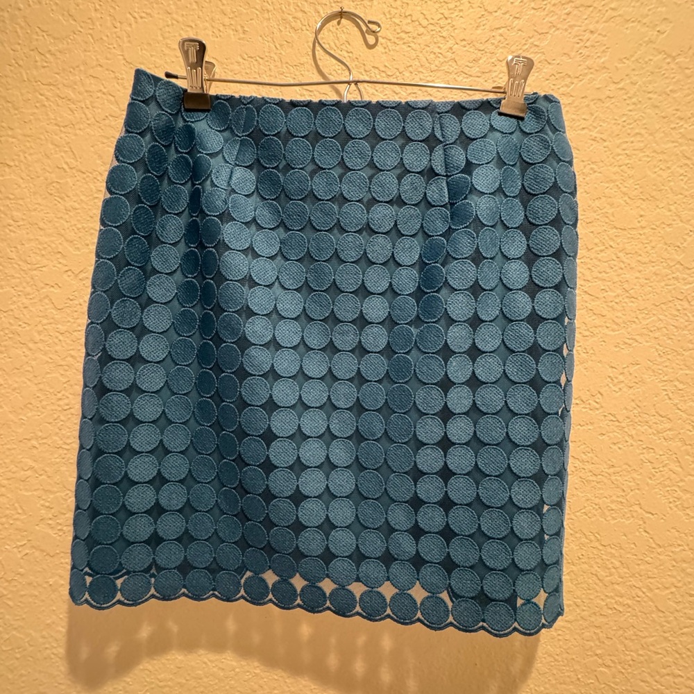NWT Trina Turk Rico Teal Blue Dot Mini Skirt - Picture 5 of 9